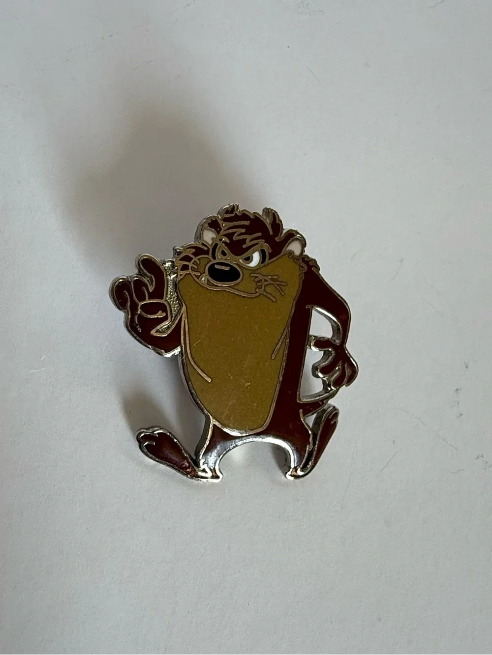 Tazmanian Devil Enamel Pin - Brown and Yellow Cartoon Character